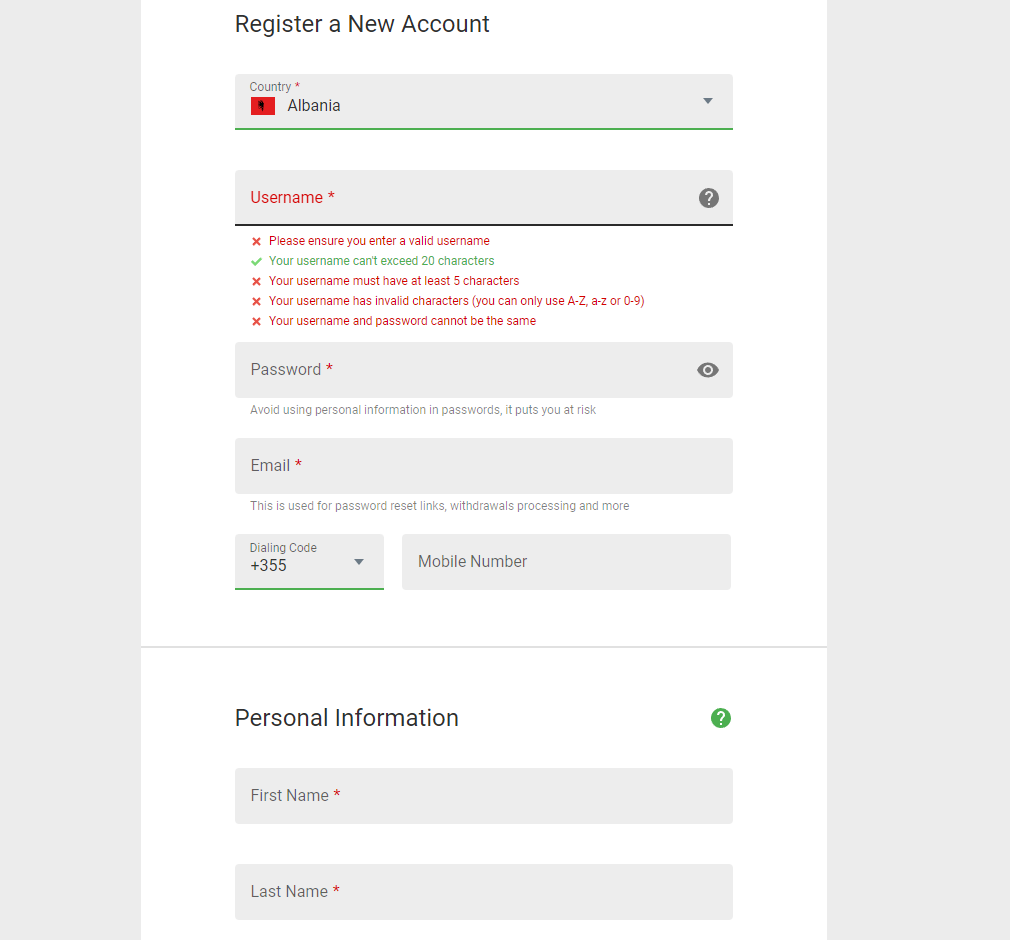 Royal Vegas Casino registraion steps