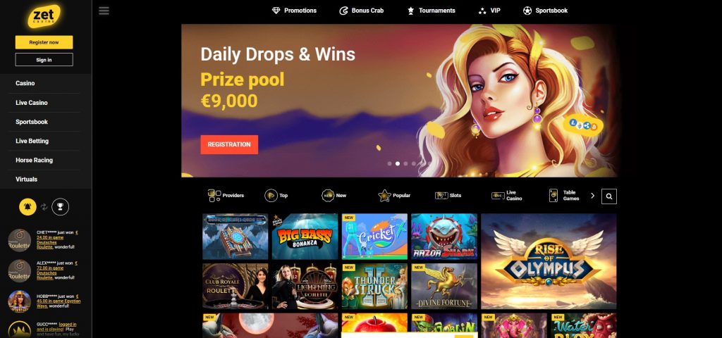 Design of Zet Casino Website